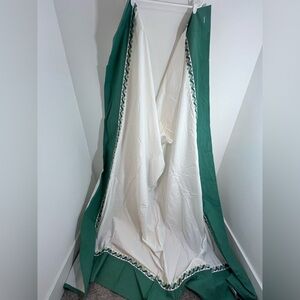 Anthropologie show Curtain Green and White Curtain with Patterned Trim